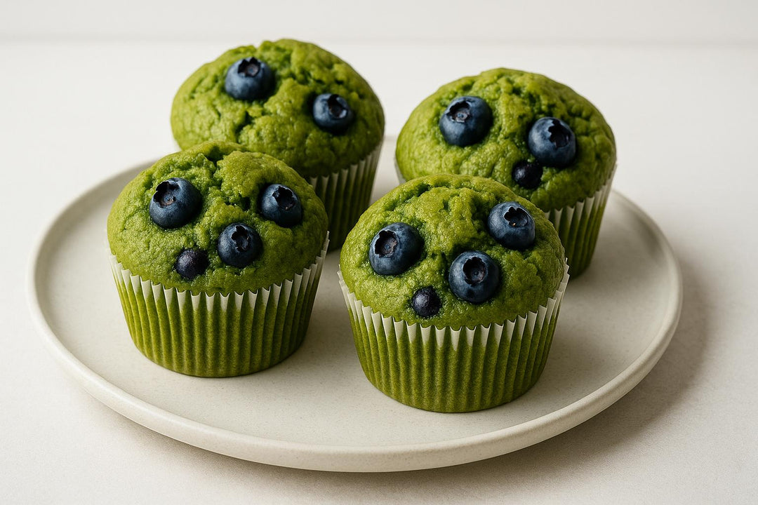 Bezglutenowe Muffiny z Matchą i Borówkami