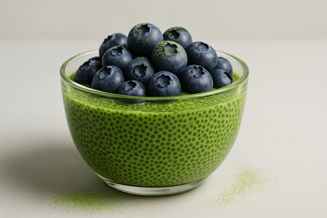 Matcha Magic: Chia Pudding z Jagodami